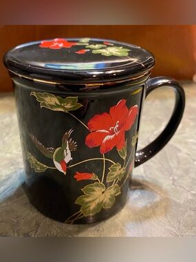 Bird and Flower Mug with Lid